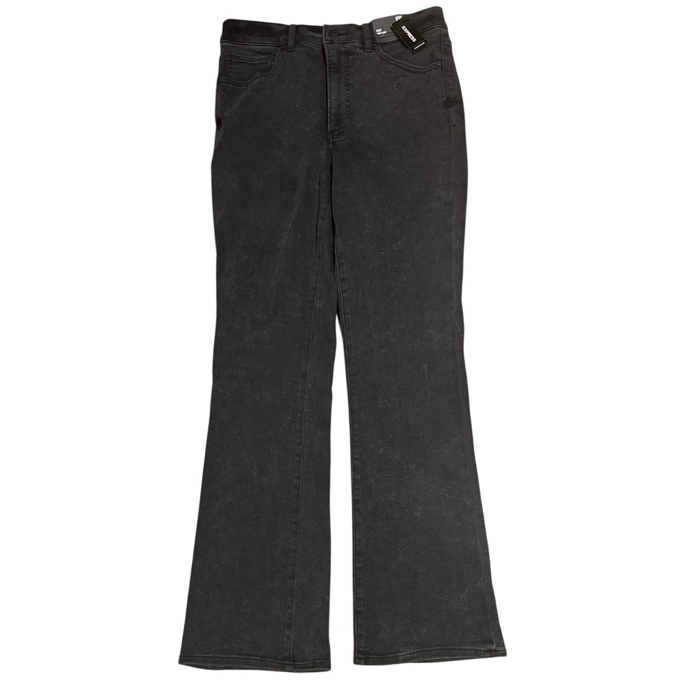 NWT Express Women's 10R‎ Black High Rise Stretch Denim Faded Wash Bootcut Jeans